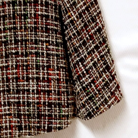 D. Terrell Women's Tweed Shawl Jacket Size 8 Multicolored Cotton Blend Collared - Picture 6 of 12